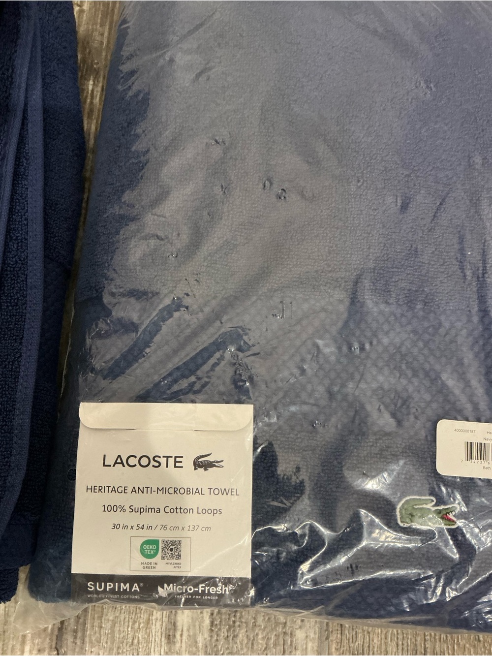 Two Lacoste Navy Blue Supima Cotton Towel - Picture 2 of 4